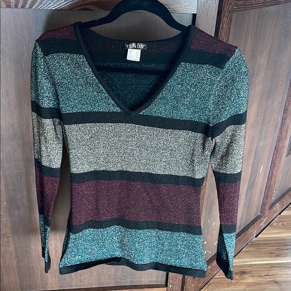 Navy V-Neck Sweater with Soft Knit and Classic Fit